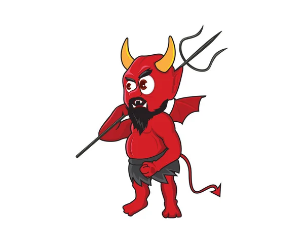 Diablo Celebración Tridente Ilustración Visualizada Con Estilo Dibujos Animados — Archivo Imágenes Vectoriales