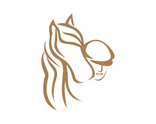 Horse Horse Groomer Ilustração Equestre Visualizada Com Estilo Silhueta —  Vetores de Stock