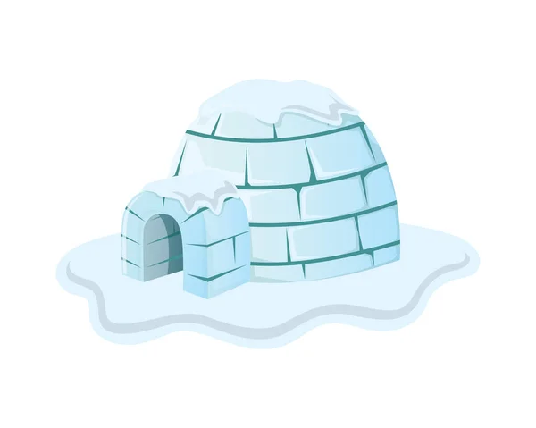 Igloo House Καλυμμένο Χιόνι Εικονογράφηση Απεικονίζεται Semi Λεπτομερής Εικονογράφηση — Διανυσματικό Αρχείο