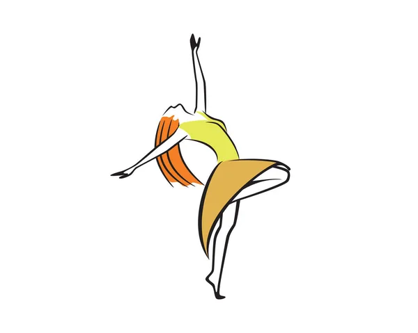 Kobieta Taniec Ekspresyjnie Ilustracja Wizualizowane Simple Illustration — Wektor stockowy