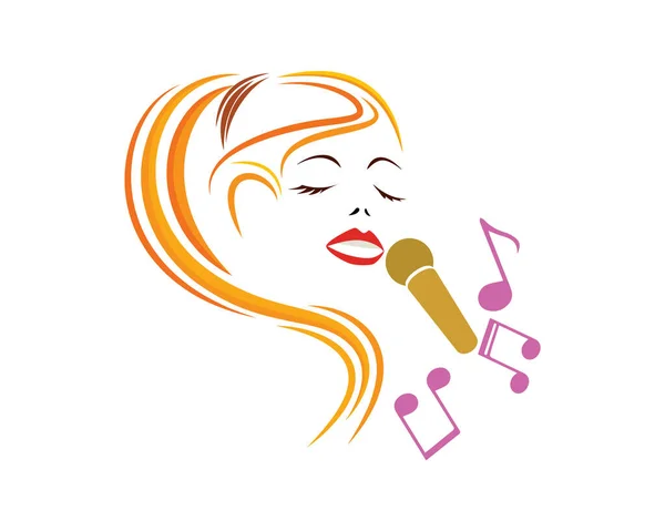 Mujer Cantando Ilustración Visualizada Con Ilustración Simple — Vector de stock