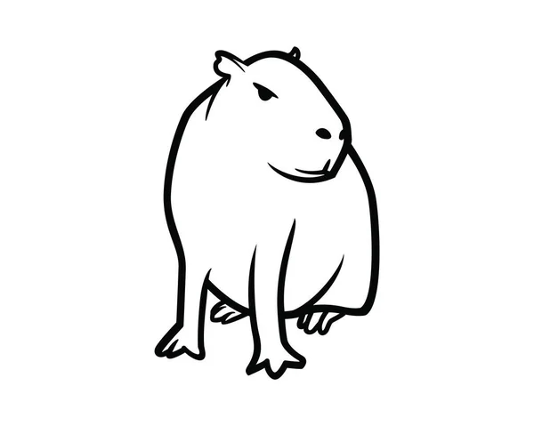 Capybara Sitzt Aufrecht Seitenansicht Illustration Visualisiert Mit Silhouette Stil lizenzfreie Stockvektoren