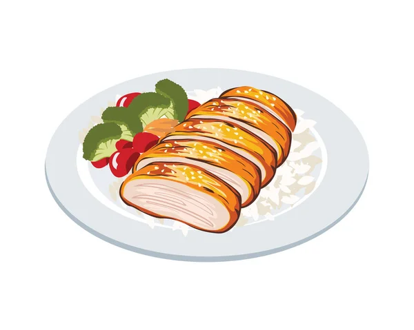 Ikayaki Divisualisasikan Dengan Detail Dan Realistik Illustration Makanan Jepang Yang - Stok Vektor