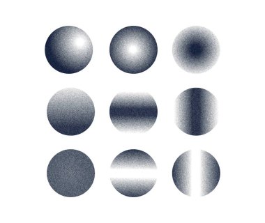 Çeşitli Çemberler Noktalı El Çizim Vektörü Soyut Şekilleri Beyazın üzerine izole edilmiş siyah ses tonunun farklı varyasyonlarıyla ayarlandı. Yarı Tonlu Noktalı Yuvarlak Tasarım Elementleri Toz Doku Koleksiyonu