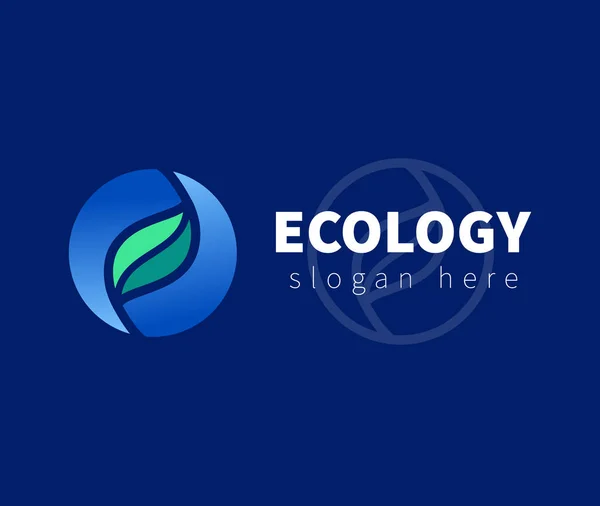 Ekologi Blad Cirkel Logotyp Design Illustration — Stock vektor