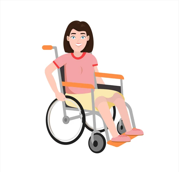 Donna Disabile Seduta Sedia Rotelle Disabilità Del Carattere Disabili Paralizzati — Vettoriale Stock