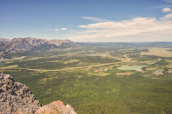 Landscape Alberta Prairie Top Yates Mountain Rocky Cliff Foreground Canada — Stock Photo, Image