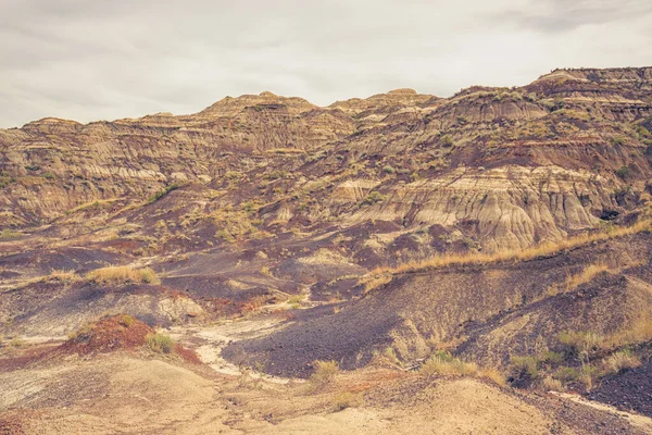 Texturierte Landschaft Der Badlands Drumheller Alberta Kanada — Stockfoto