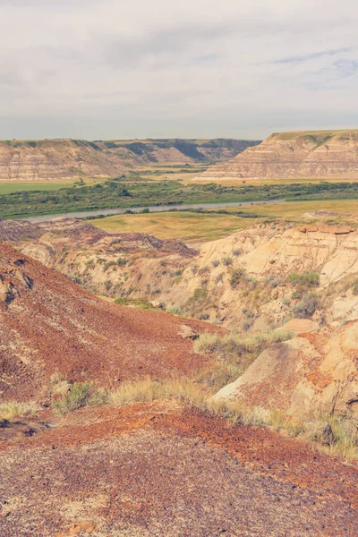 Panorama Ritratto Delle Badlands Drumheller Alberta Canada — Foto Stock