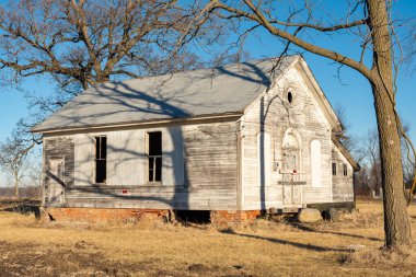Abandoned one room schoolhouse in rural Bureau County, Illinois.