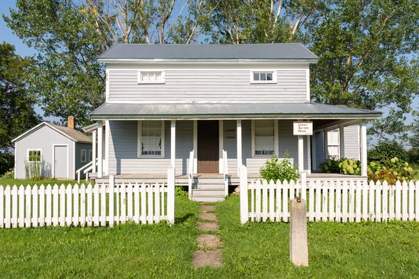 stock image Reconstruction of an original settlement in rural Illinois.  Chaplin Creek historical site, Franklin Grove, Illinois.