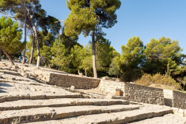 Knossos, Heraklion, Girit, Yunanistan - 21 Eylül 2023 Yunanistan Girit 'teki güzel Knossos Sarayı' nın kalıntıları.