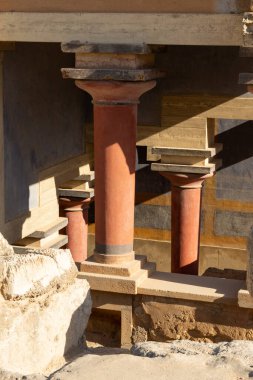 Knossos, Heraklion, Girit, Yunanistan - 21 Eylül 2023 Yunanistan Girit 'teki güzel Knossos Sarayı' nın kalıntıları.