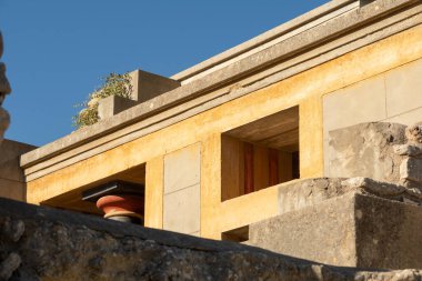Knossos, Heraklion, Girit, Yunanistan - 21 Eylül 2023 Yunanistan Girit 'teki güzel Knossos Sarayı' nın kalıntıları.