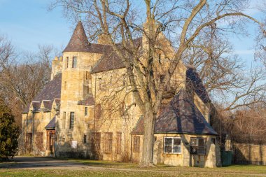 Dwight Islah Tesisi 'nin orijinal yönetim binası. Dwight, Illinois, ABD.
