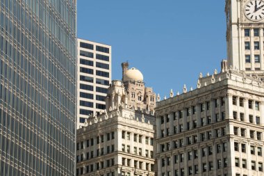 Archetecture and details of the diverse buildings in downtown Chicago. clipart