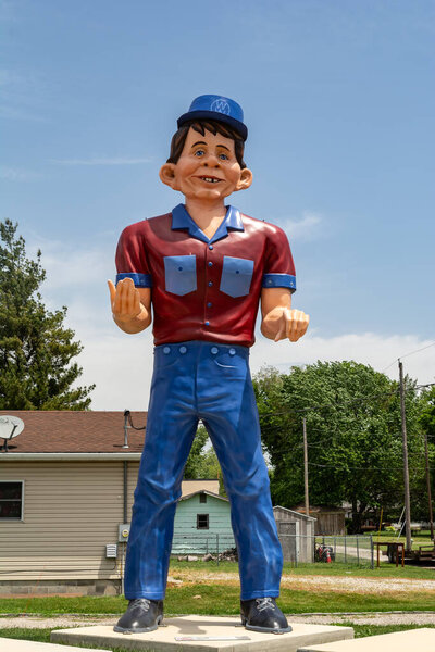 Atlanta, Illinois, United States - May 15th 2025: The Snerd Giant, also known as the Happy Half Wit, at the American Giants Museum on historic Route 66 in Atlanta, Illinois, USA.