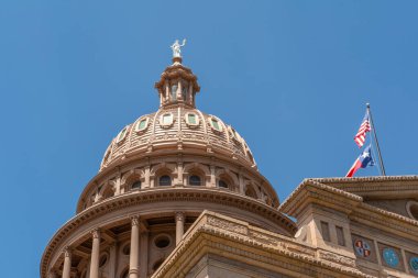 Teksas Eyalet Kongre Binası 'nda öğleden sonra ışığı. Austin, Teksas, ABD.