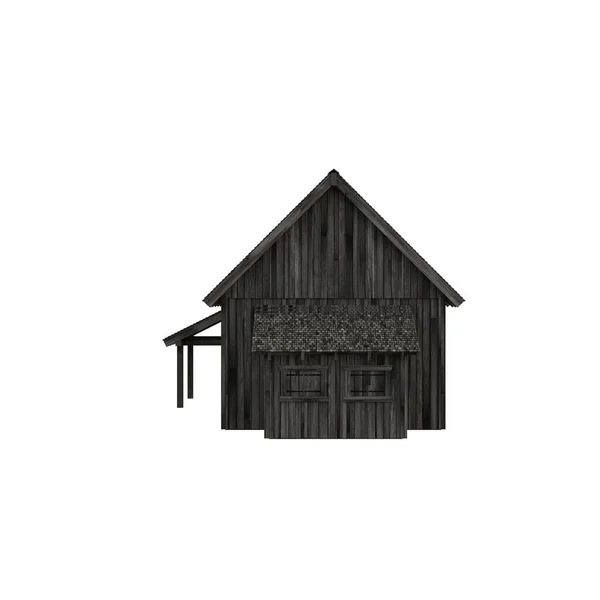 描述一个用白色背景隔离的古老的农民谷仓 用来做拼贴或剪贴画 3D渲染说明 — 图库照片