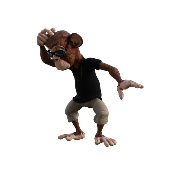 Toon Monkey Poses Your Composition Monkey Character Isolated White Background — Foto Stock