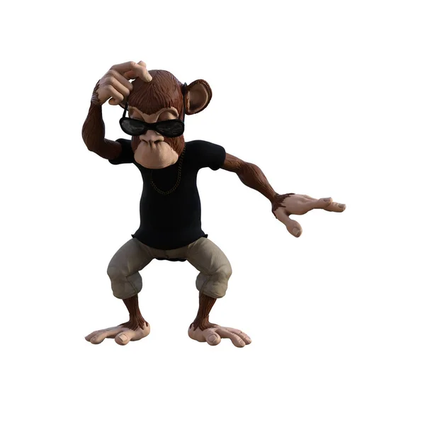 Toon Monkey Poses Your Composition Monkey Character Isolated White Background — Foto de Stock
