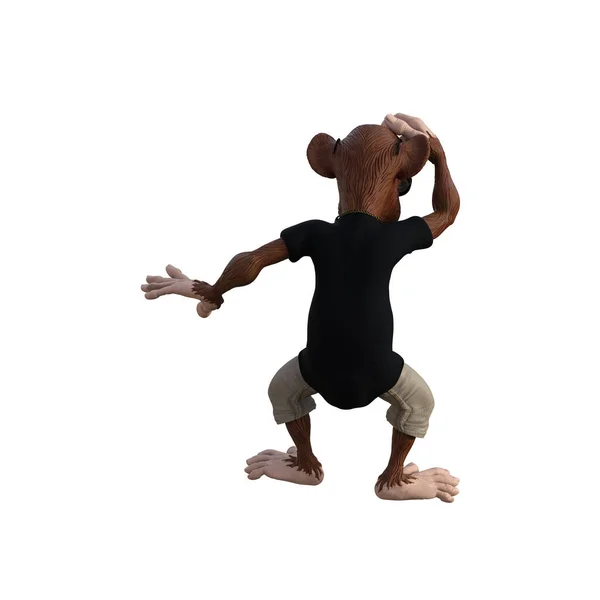 Toon Monkey Позирует Вашей Композиции Персонаж Обезьяны Выделен Белом Фоне — стоковое фото