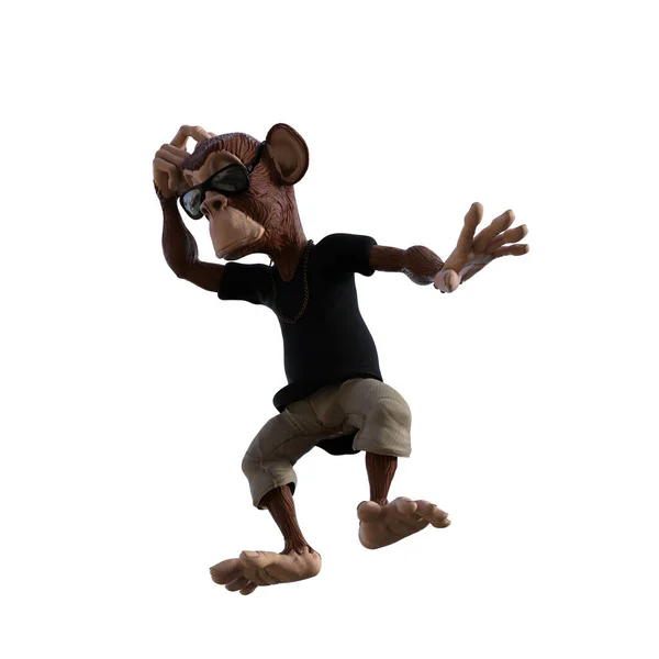 Toon Monkey Ποζάρει Για Σύνθεσή Σας Χαρακτήρας Πιθήκου Απομονωμένος Λευκό — Φωτογραφία Αρχείου