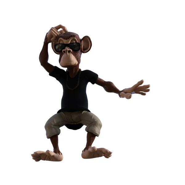 Toon Monkey Poses Your Composition Monkey Character Isolated White Background — 스톡 사진