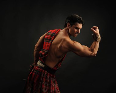 Yakışıklı savaşçı fotoğraf için poz veriyor..