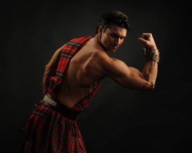 Yakışıklı savaşçı fotoğraf için poz veriyor..