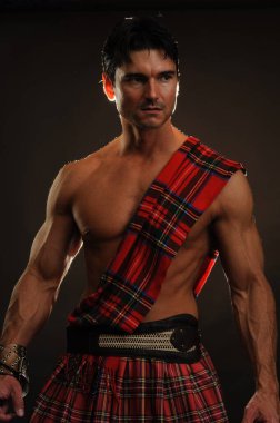 Yakışıklı savaşçı fotoğraf için poz veriyor..