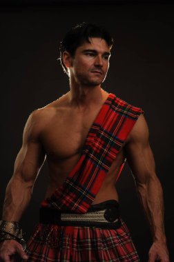 Yakışıklı savaşçı fotoğraf için poz veriyor..