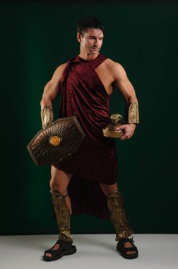 Yakışıklı savaşçı fotoğraf için poz veriyor..