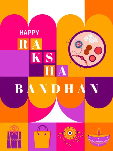 stock image Happy Raksha Bandhan abstract creative minimalistic colorful patterns Indian traditional poster and card design. Vector Illustration.