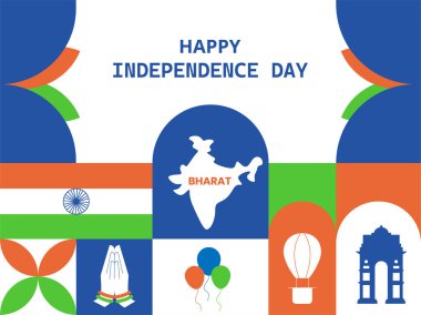 Abstract creative flat tricolor background design for the celebration of Independence day of Bharat ( India). clipart