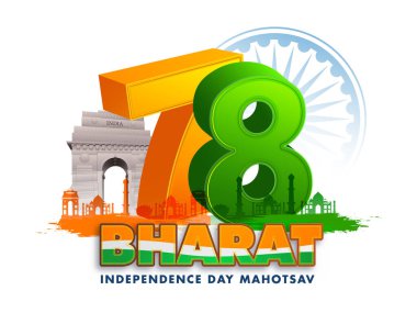 78 yıldır Bharat 'ın bağımsızlık gününü kutluyoruz. Hint festivali arka planı.