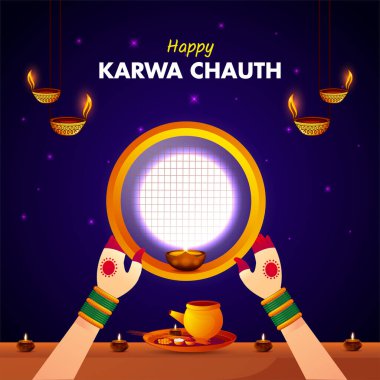 Hintli bir kadının Karwa Chauth festivalinde Hindu evlilik törenini canlandırması. Evli çiftler festivali.