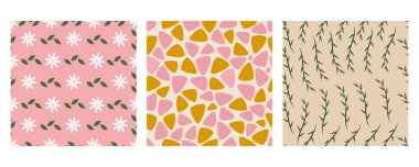 Kusursuz çiçekli ve soyut desenli tasarım vektör çizimi, Liberty ditsy baskısı, botanik tasarım, süsler, kumaş deseni.