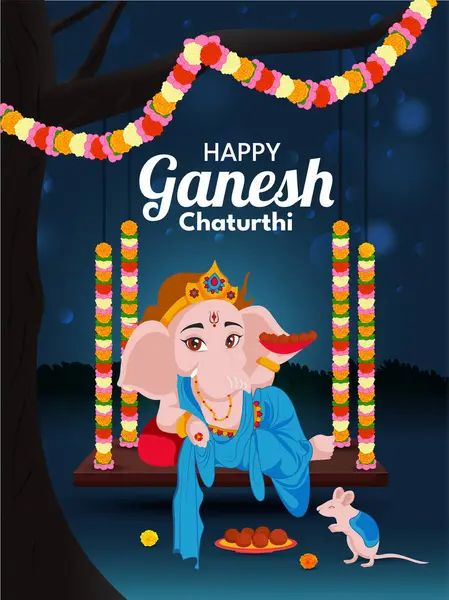 Mutlu Ganesha Chaturthi afişleri, Hint festivali için poster ve arkaplan tasarımı..