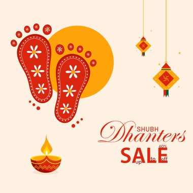 Mutlu Dhanteras Hint Festivali Soyut minimal düz vektör çizimi.