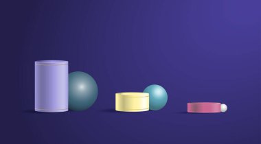 set of colorful sylinder podium mockup design