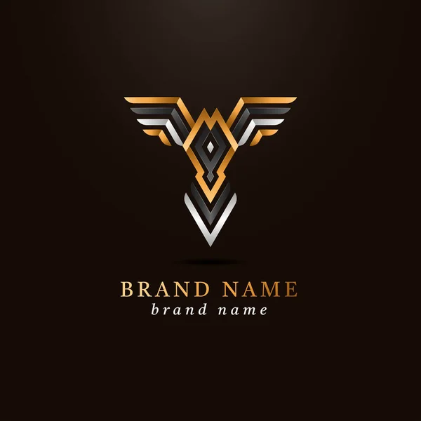 Zlatý Monogram Medaile Cti Logo Design Game Logo Design — Stockový vektor