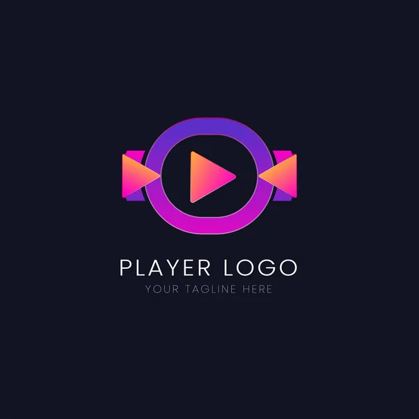 Modernes Farbverlauf Youtube Player Button Design Typhography Logo — Stockvektor