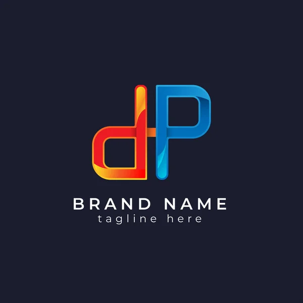レタリングDとPのロゴデザイン ワードマークロゴ — ストックベクタ