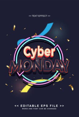 düzenlenebilir siber pazartesi afişi metin efekti. Typhography logosu