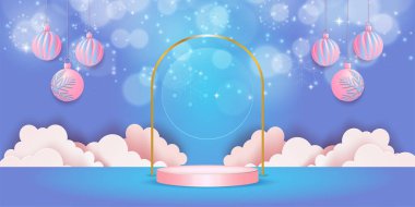 Noel afişi ürün silindir şeklini kopyalama alanı ile gösterir