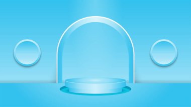 Zarif beyaz ve mavi podyum tasarımı