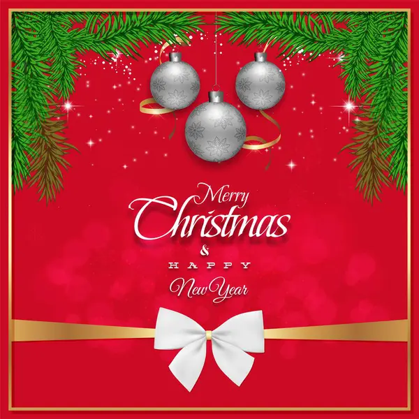 Bannière Noël Rouge Avec Ornements — Image vectorielle