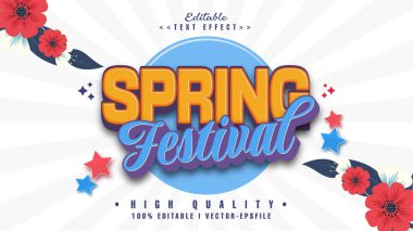 Düzenlenebilir bahar festivali metin efekti. Typhography logosu