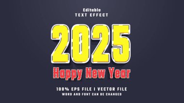 düzenlenebilir sarı ve kırmızı 2025 metin efekti